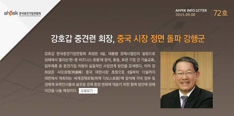 강호갑 중견련 회장, 중국 시장 정면 돌파 강행군